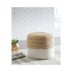 Pouf en jute tressée naturel/blanc