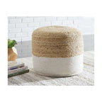 Pouf en jute tressée naturel/blanc