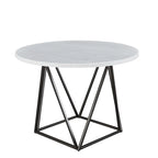 Table à manger ronde en marbre blanc avec piètement en fer