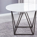 Table à manger ronde en marbre blanc avec piètement en fer