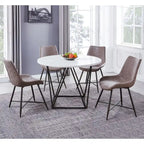 Table à manger ronde en marbre blanc avec piètement en fer