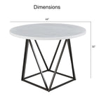 Table à manger ronde en marbre blanc avec piètement en fer