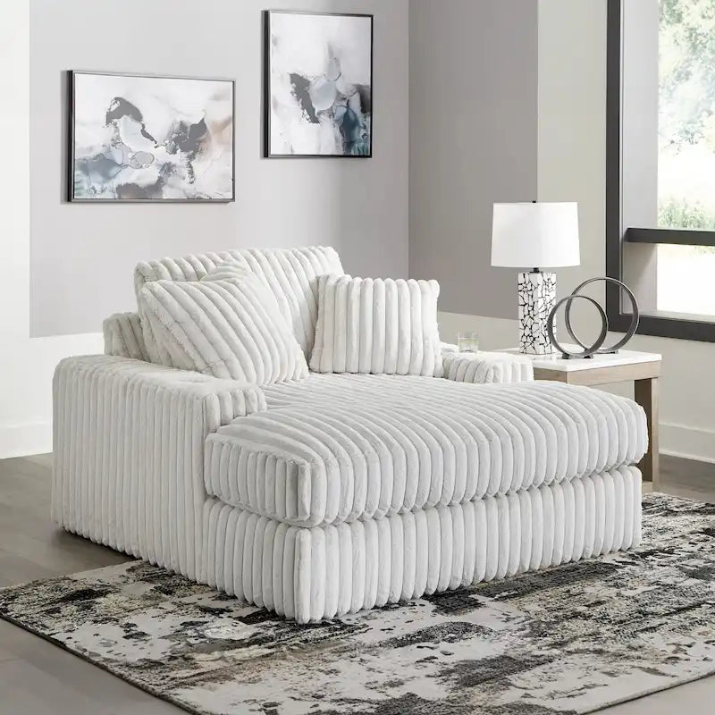Chaise longue surdimensionnée et rembourrée avec porte-gobelets et recharge USB