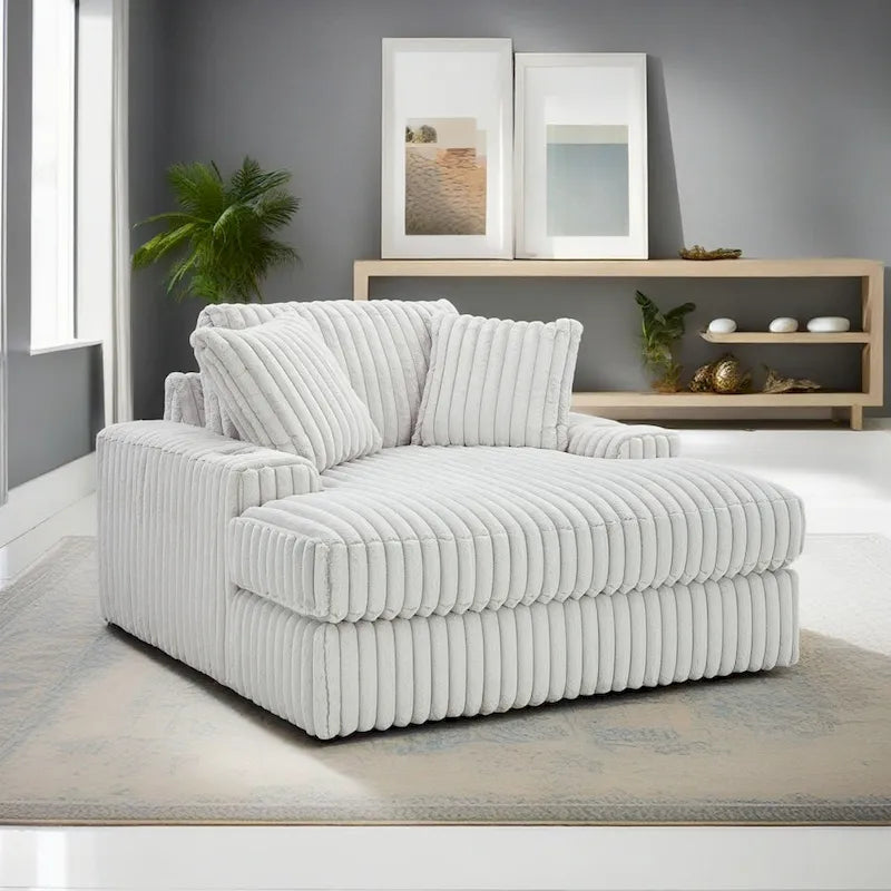 Chaise longue surdimensionnée et rembourrée avec porte-gobelets et recharge USB