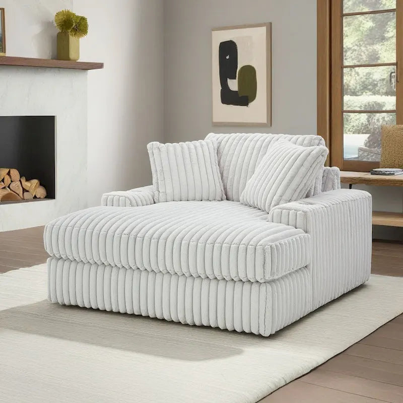 Chaise longue surdimensionnée et rembourrée avec porte-gobelets et recharge USB