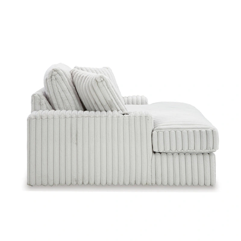 Chaise longue surdimensionnée et rembourrée avec porte-gobelets et recharge USB