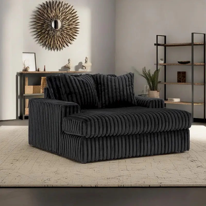 Chaise longue surdimensionnée et rembourrée avec porte-gobelets et recharge USB