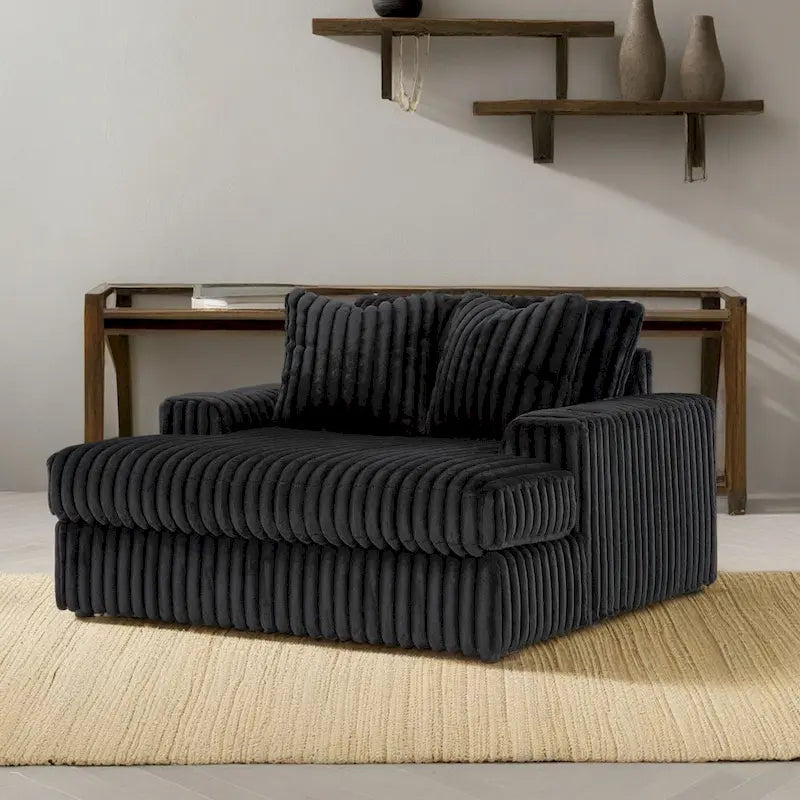 Chaise longue surdimensionnée et rembourrée avec porte-gobelets et recharge USB