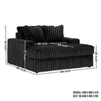Chaise longue surdimensionnée et rembourrée avec porte-gobelets et recharge USB