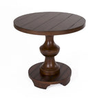 Table d'appoint ronde sur pied avec plateau en bois à lattes