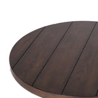 Table d'appoint ronde sur pied avec plateau en bois à lattes