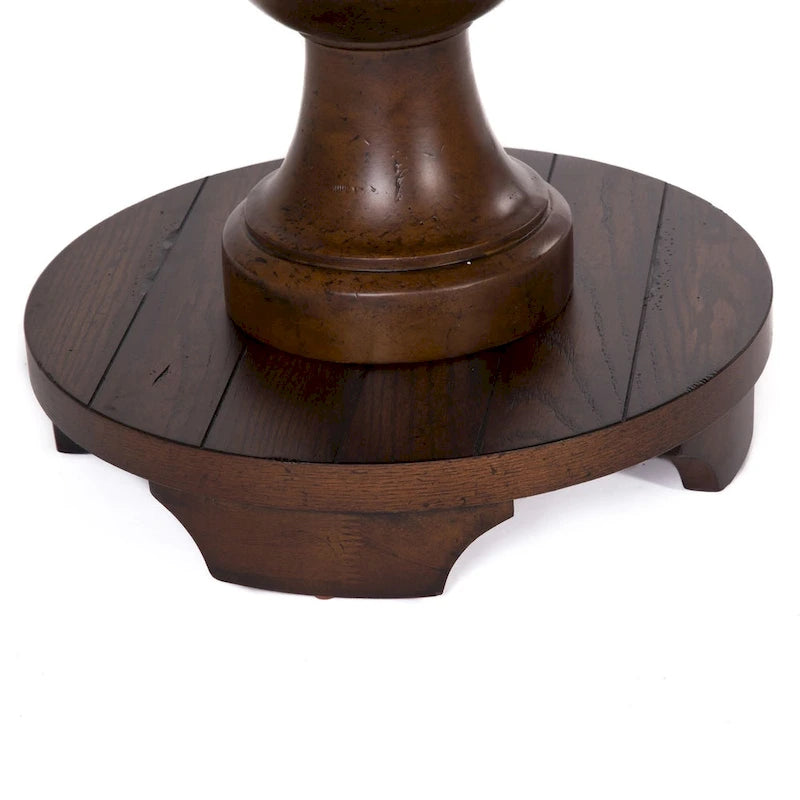 Table d'appoint ronde sur pied avec plateau en bois à lattes