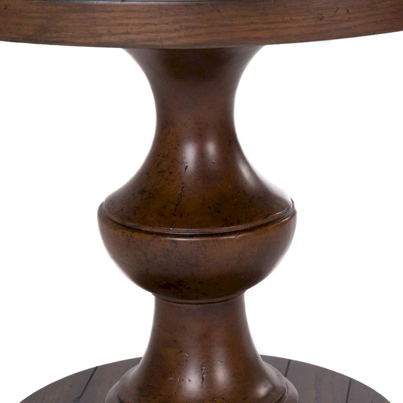 Table d'appoint ronde sur pied avec plateau en bois à lattes