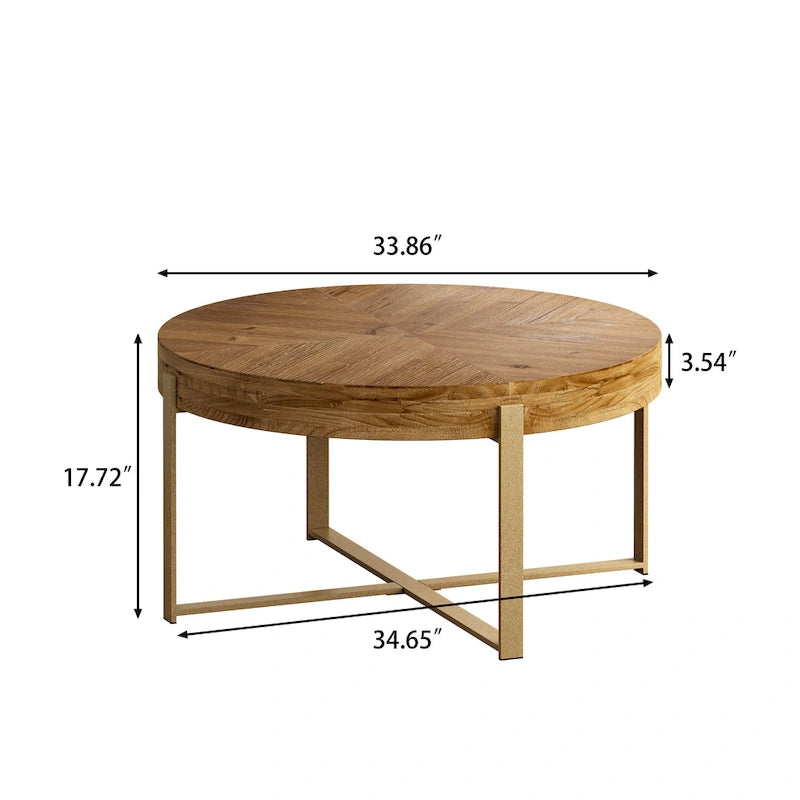 Table basse ronde avec piètement en métal