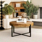 Table basse ronde avec piètement en métal
