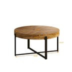 Table basse ronde avec piètement en métal