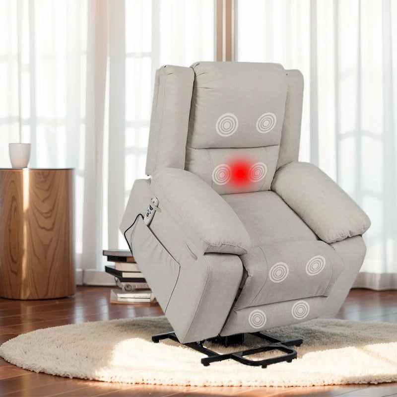 Fauteuil inclinable releveur avec massage et chauffage lombaire