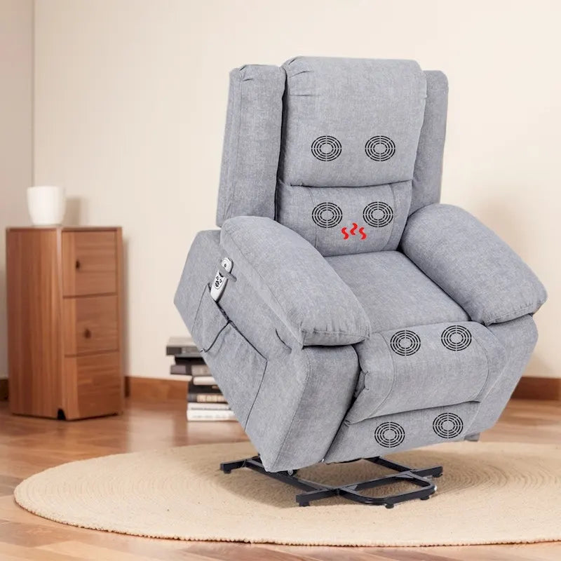 Fauteuil inclinable releveur avec massage et chauffage lombaire