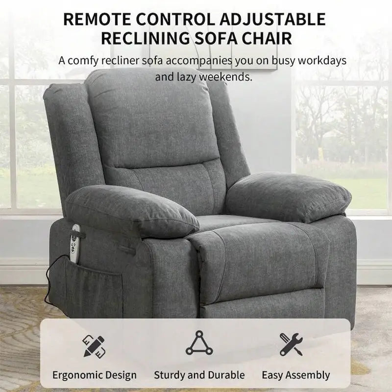 Fauteuil inclinable releveur avec massage et chauffage lombaire