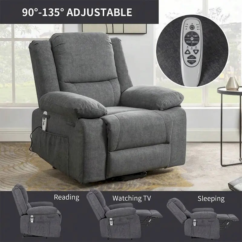 Fauteuil inclinable releveur avec massage et chauffage lombaire