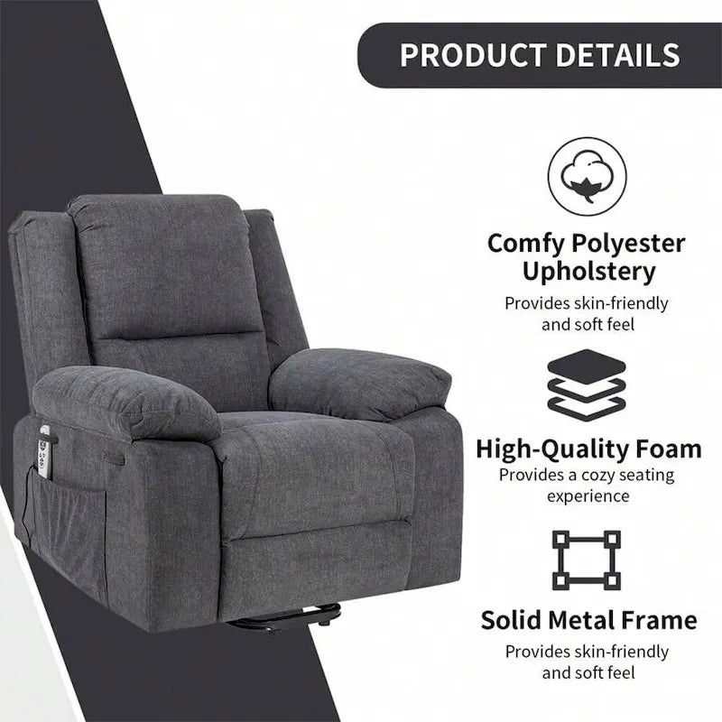 Fauteuil inclinable releveur avec massage et chauffage lombaire