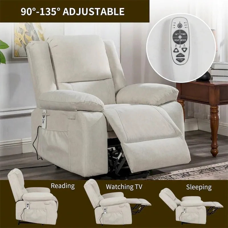 Fauteuil inclinable releveur avec massage et chauffage lombaire