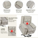 Fauteuil inclinable releveur avec massage et chauffage lombaire