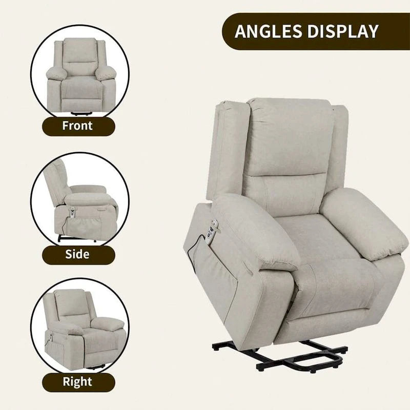 Fauteuil inclinable releveur avec massage et chauffage lombaire