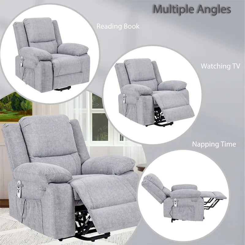 Fauteuil inclinable releveur avec massage et chauffage lombaire