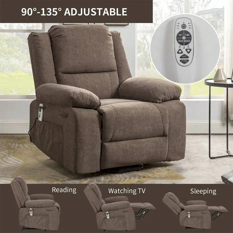 Fauteuil inclinable releveur avec massage et chauffage lombaire