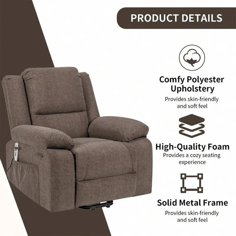 Fauteuil inclinable releveur avec massage et chauffage lombaire