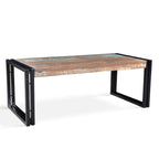 Table basse en bois recyclé et fer forgé