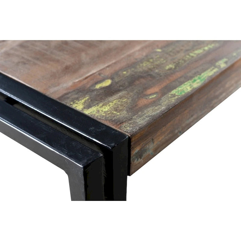 Table basse en bois recyclé et fer forgé