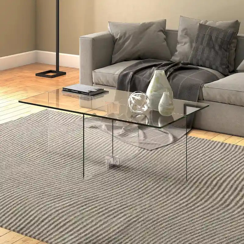 Table basse en verre trempé avec cadre en métal