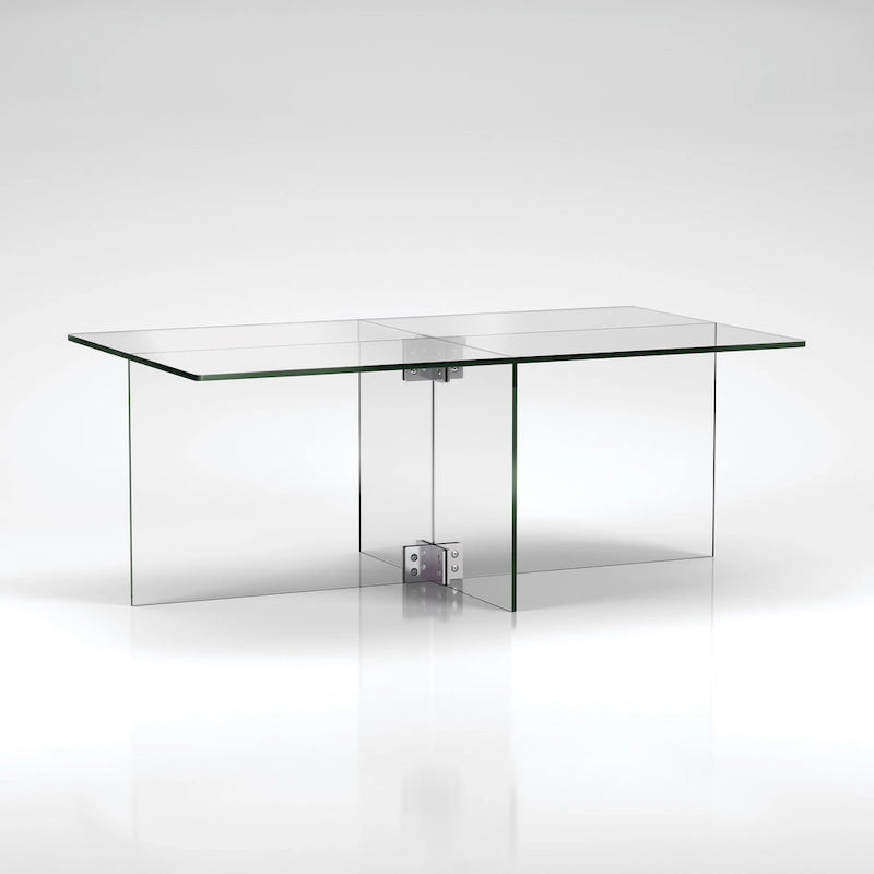 Table basse en verre trempé avec cadre en métal