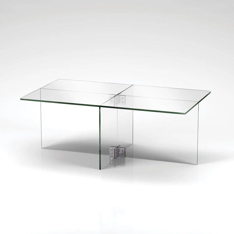 Table basse en verre trempé avec cadre en métal