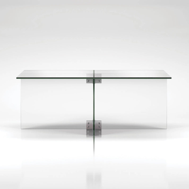 Table basse en verre trempé avec cadre en métal