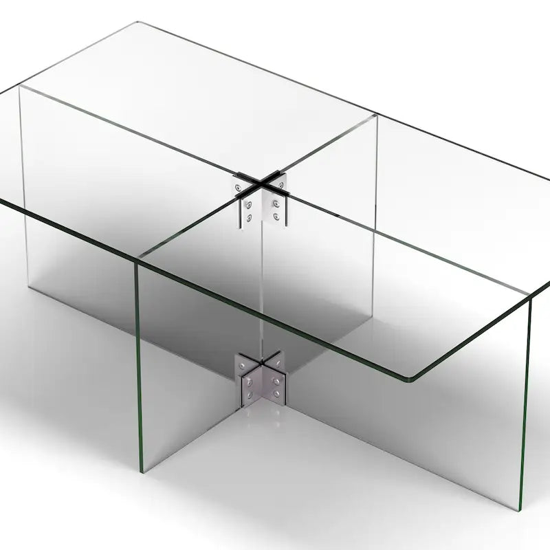 Table basse en verre trempé avec cadre en métal