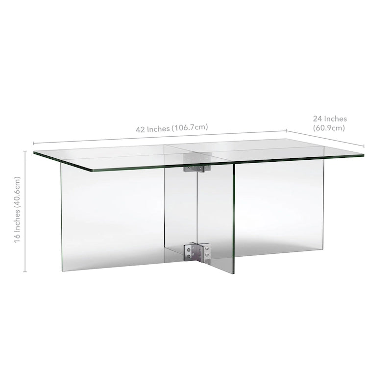 Table basse en verre trempé avec cadre en métal