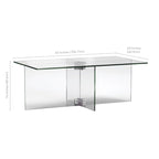 Table basse en verre trempé avec cadre en métal
