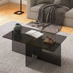 Table basse en verre trempé avec cadre en métal
