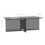 Table basse en verre trempé avec cadre en métal