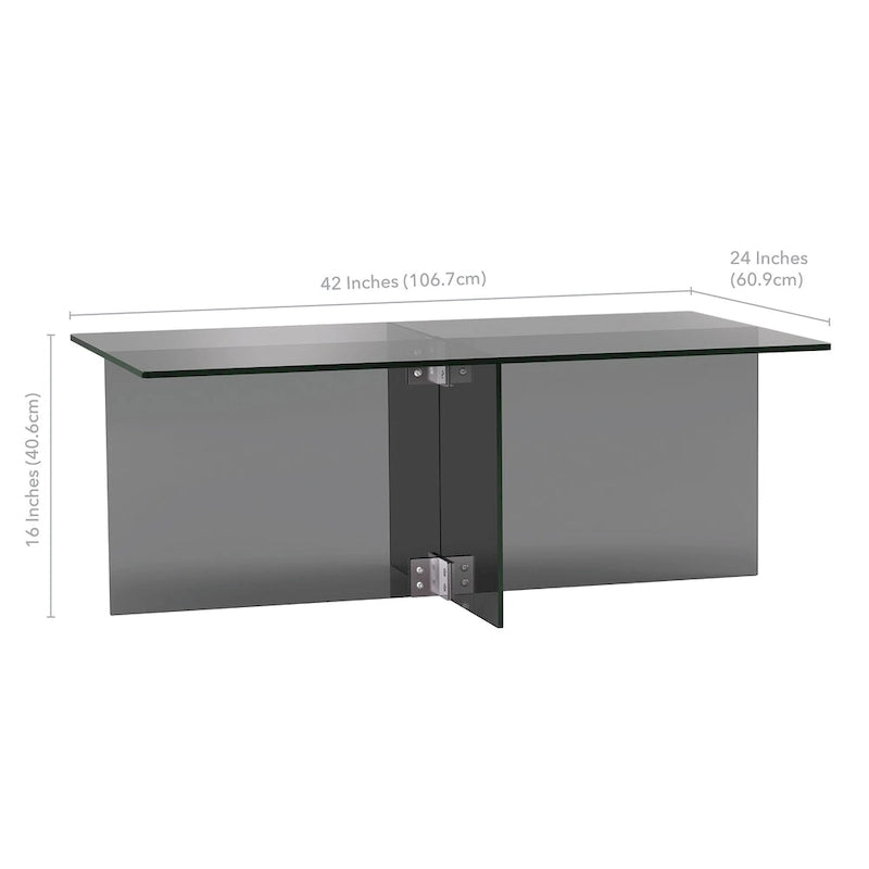 Table basse en verre trempé avec cadre en métal