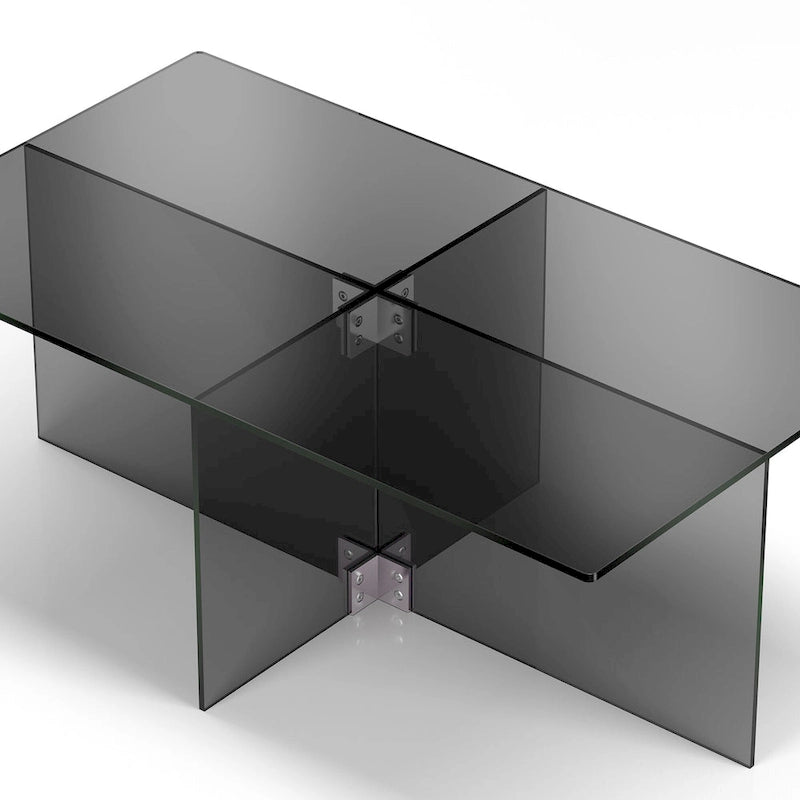 Table basse en verre trempé avec cadre en métal