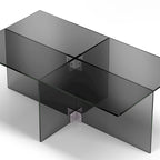Table basse en verre trempé avec cadre en métal
