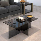 Table basse en verre trempé avec cadre en métal