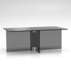 Table basse en verre trempé avec cadre en métal
