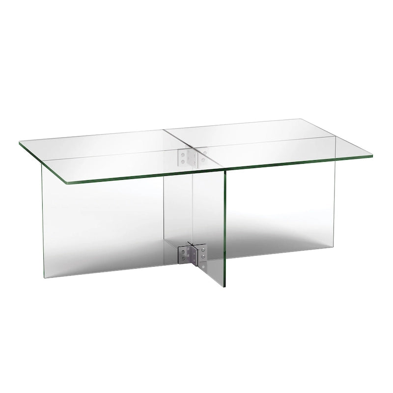 Table basse en verre trempé avec cadre en métal