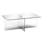 Table basse en verre trempé avec cadre en métal