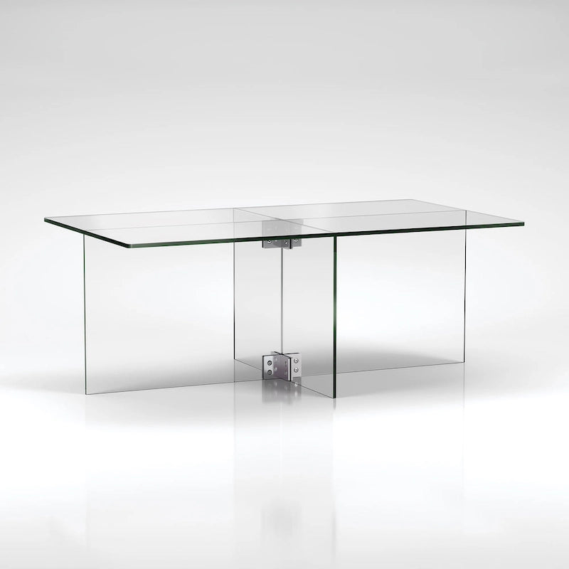 Table basse en verre trempé avec cadre en métal